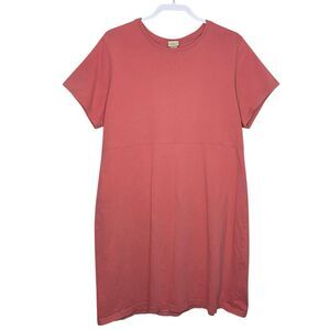 LL Bean Nightgown Womens XL Petite Pink Night Shirt Cotton Short Sleeve Stretch